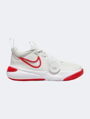 Nike Team Hustle D 11 Ps-Boys Basketball Shoes White High Abrasion Toe Guard Durable Gear