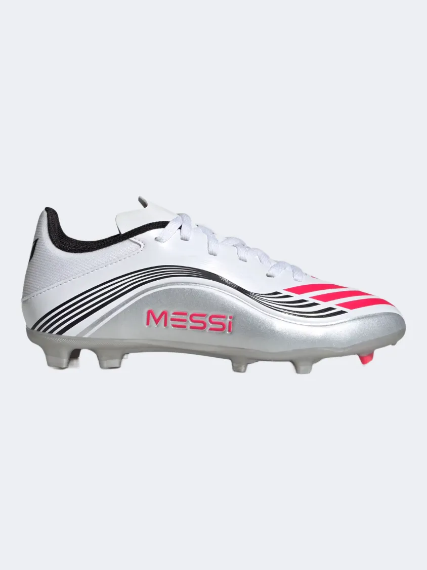 Adidas F50 Messi League Firm/Multi-Ground Cleats Kids Football Shoes White/Red/Silver Men??s Practice