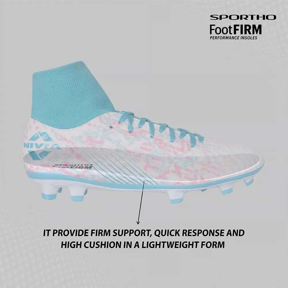 NIVIA Oslar Blade 3.0 Football Shoes for Men (White/Aqua) Sprint Drills