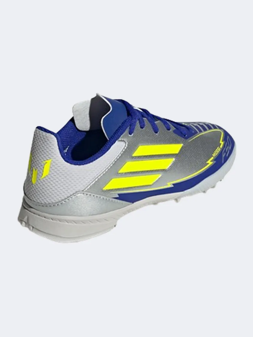 Weekend Game Adidas F50 League Tf Messi Kids Football Shoes Silver/Yellow/Blue