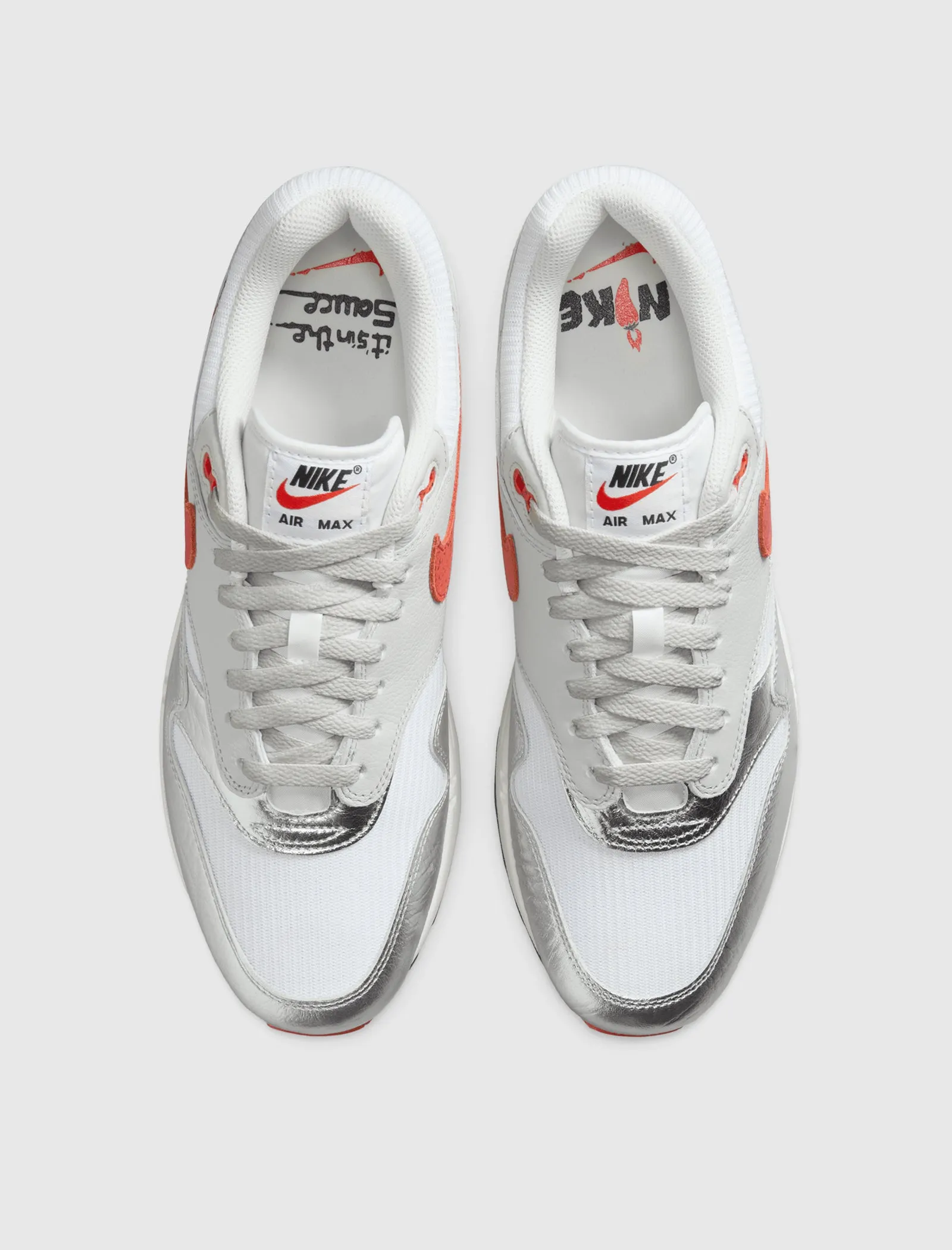 Pose Ready Fresh Drop AIR MAX 1 PRM "WHITE/CHILE RED-METALLIC SILVER"