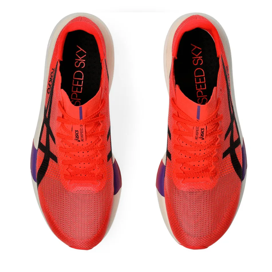 ASICS Unisex METASPEED SKY TOKYO Running Shoes in Flash Red/Black AW25 leather sole shoes Moisture-wicking fabric