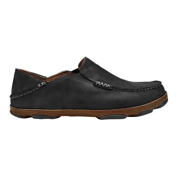 Padded Slim Line Mens Olukai Moloa in Black Toffee loafers