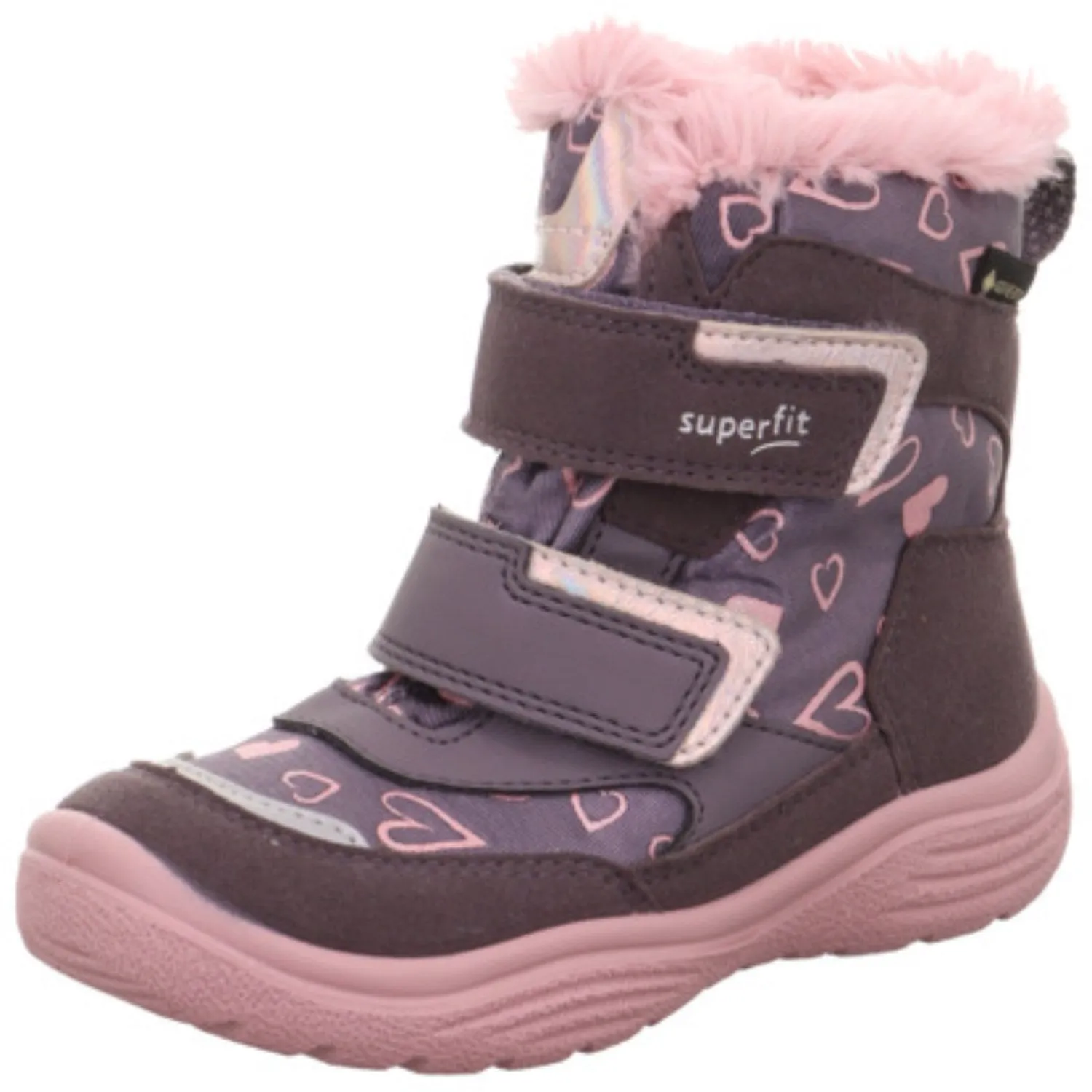 Snow Trek Footwear Snow Rugged Adventure Superfit Purple/Rose Crystal Girls' Slip-On Velcro Zip Boots