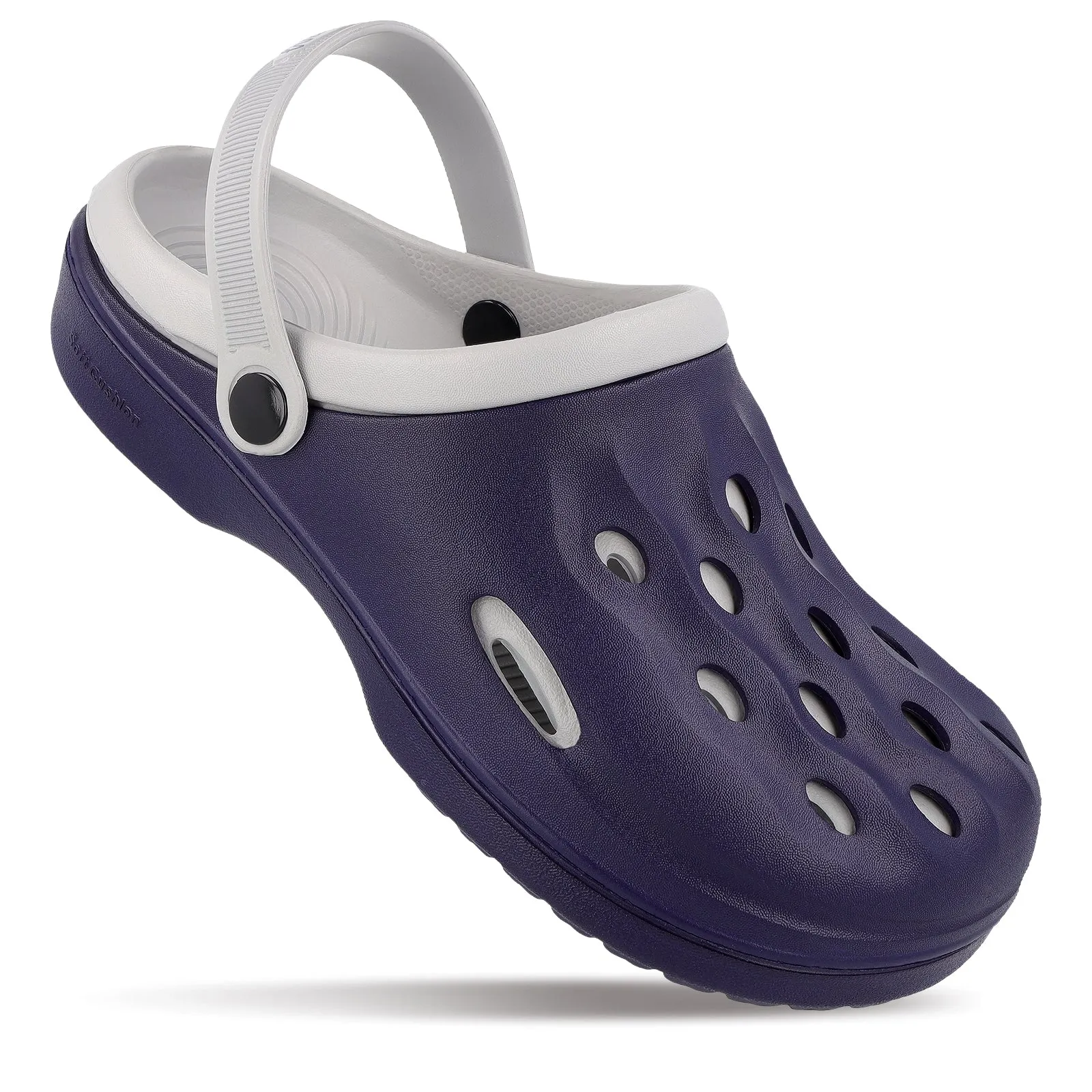 Walkaroo Men's Clogs  - WC4840 NavyBlue Grey Comfortable Beach Shoes Embellished