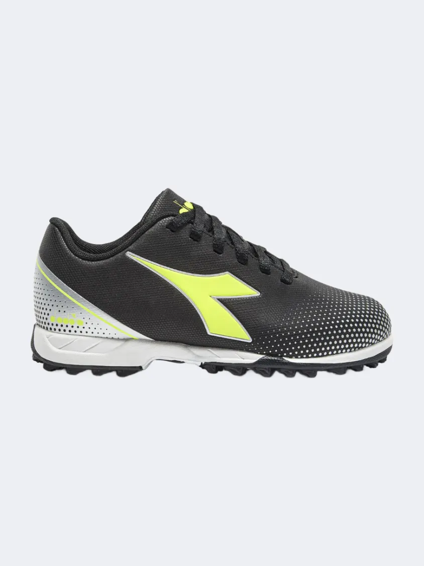 Diadora Pichichi 7 Tf Jr Gs-Boys Football Shoes Black/Silver Smooth Feel Toe Flex