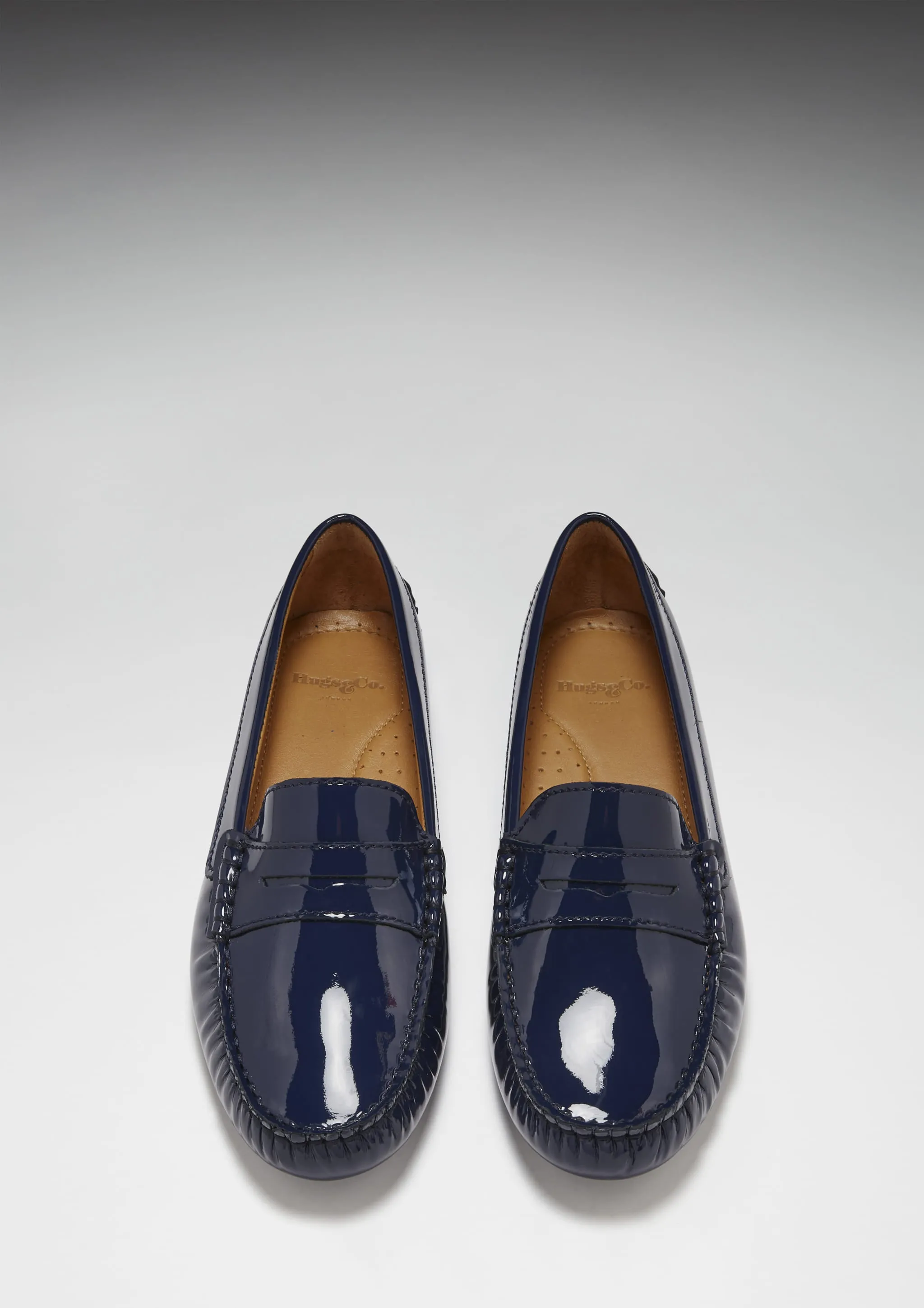 Women's Penny Driving Loafers, navy blue patent leather Comfortable Leather Shoes Easy Sprint
