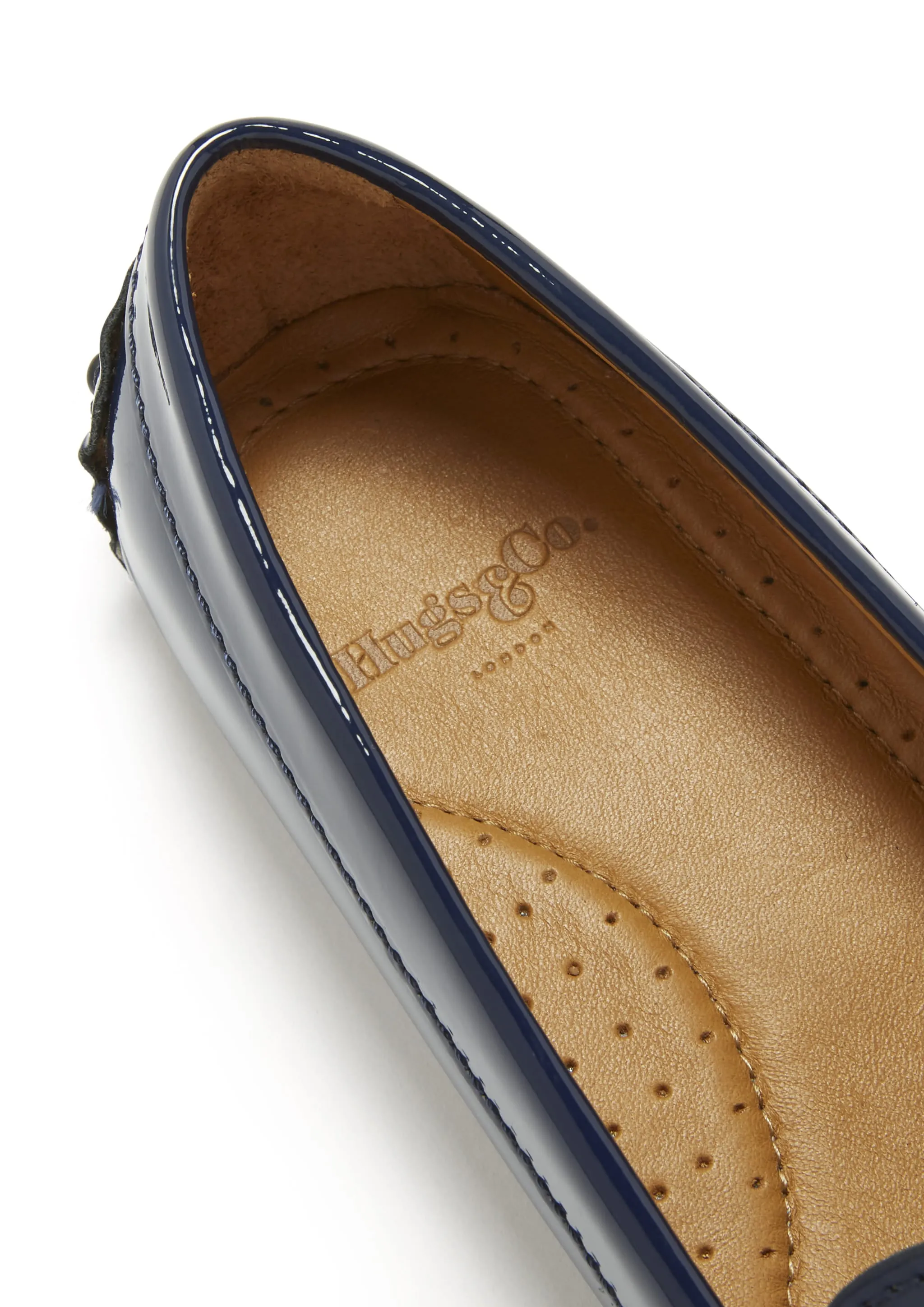 Comfortable Design Modern Ease Women's Penny Driving Loafers, navy blue patent leather