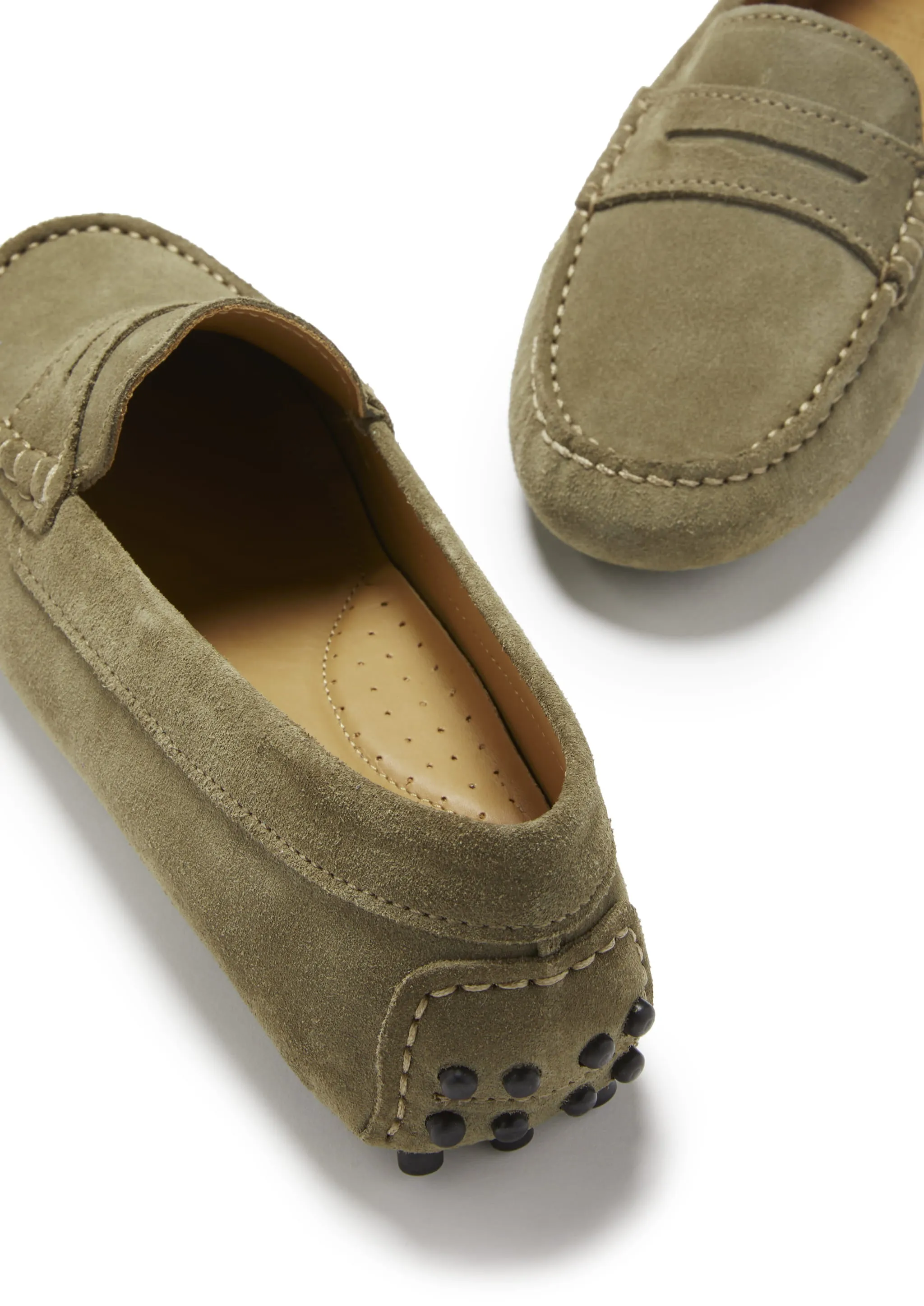 Women's Penny Driving Loafers, truffle suede Full-Grain Leather Smooth experience