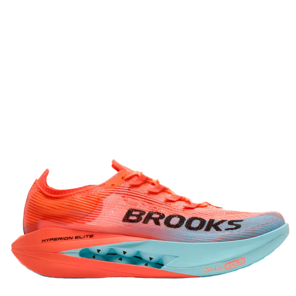 Brooks Unisex Hyperion Elite 5 Running Shoes in Pink Clay/Atomizer Blue AW25 easy - clean shoes waterproof fabric shoes