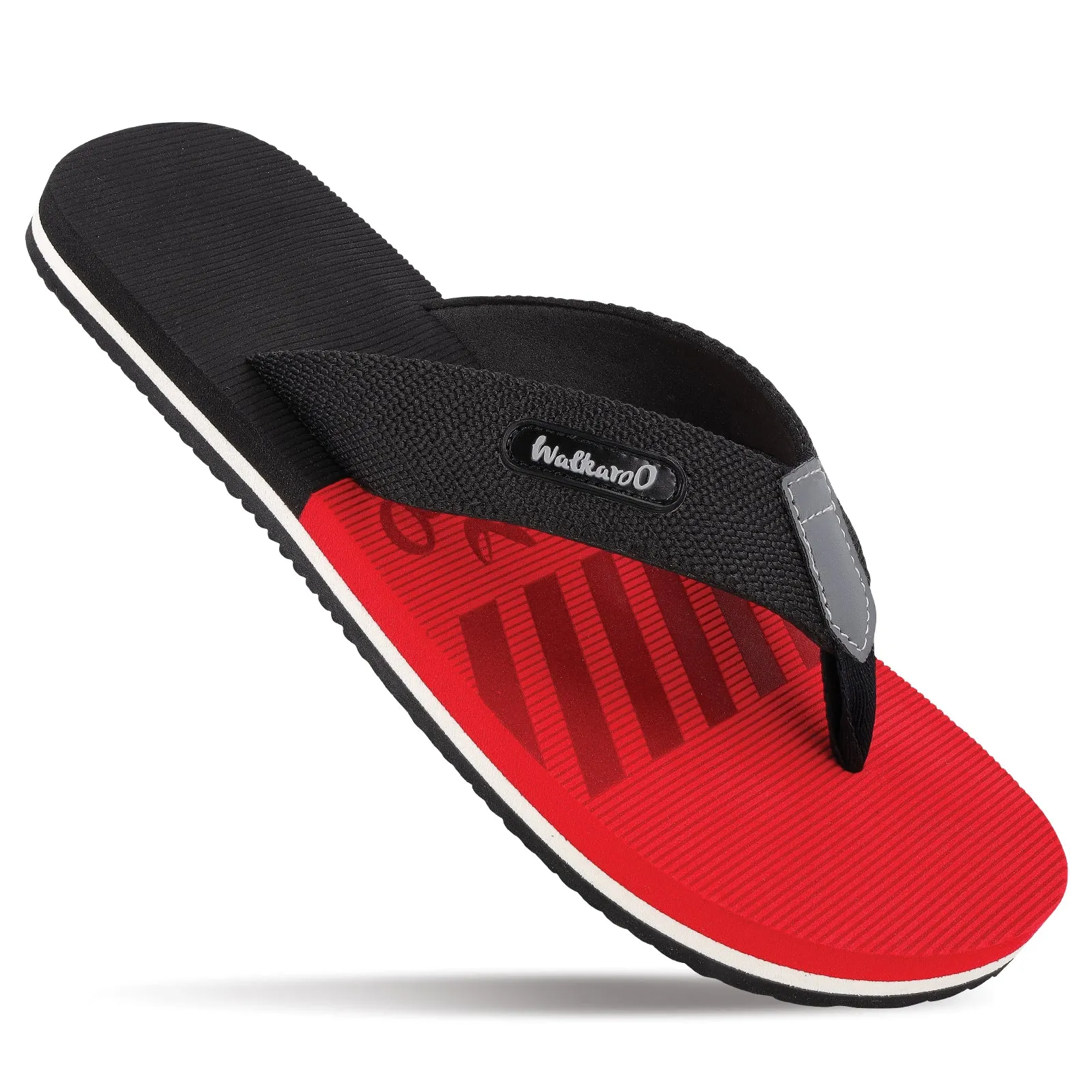 Men's Printed Flip Flop Slippers - WC4258 Black Red Easy Foot Comfort