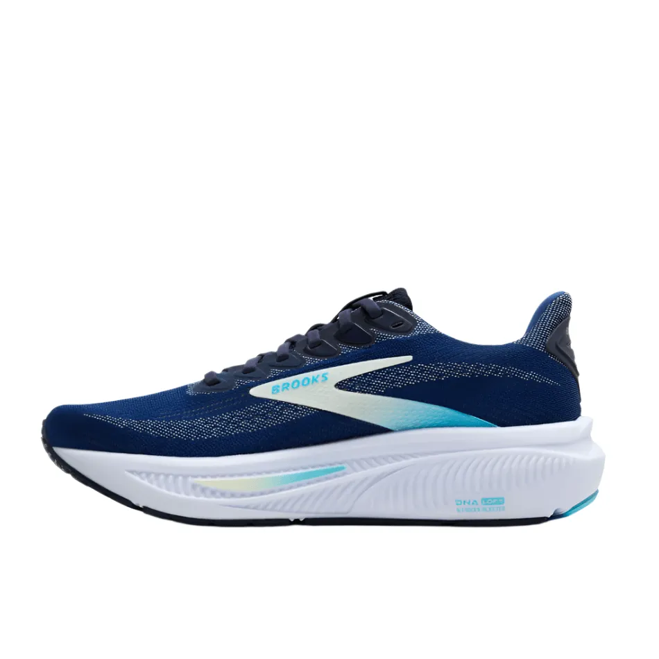Brooks Women's Ghost 17 D Wide Fit Running Shoes in Navy/Green/Turquoise AW25 mobility improvement gradient running gear