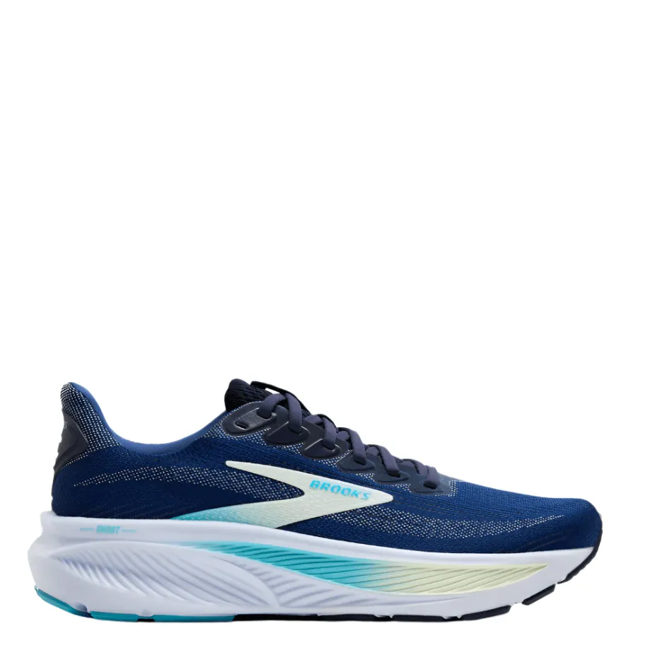 Ventilated Mesh arch - support - system Brooks Women's Ghost 17 D Wide Fit Running Shoes in Navy/Green/Turquoise AW25