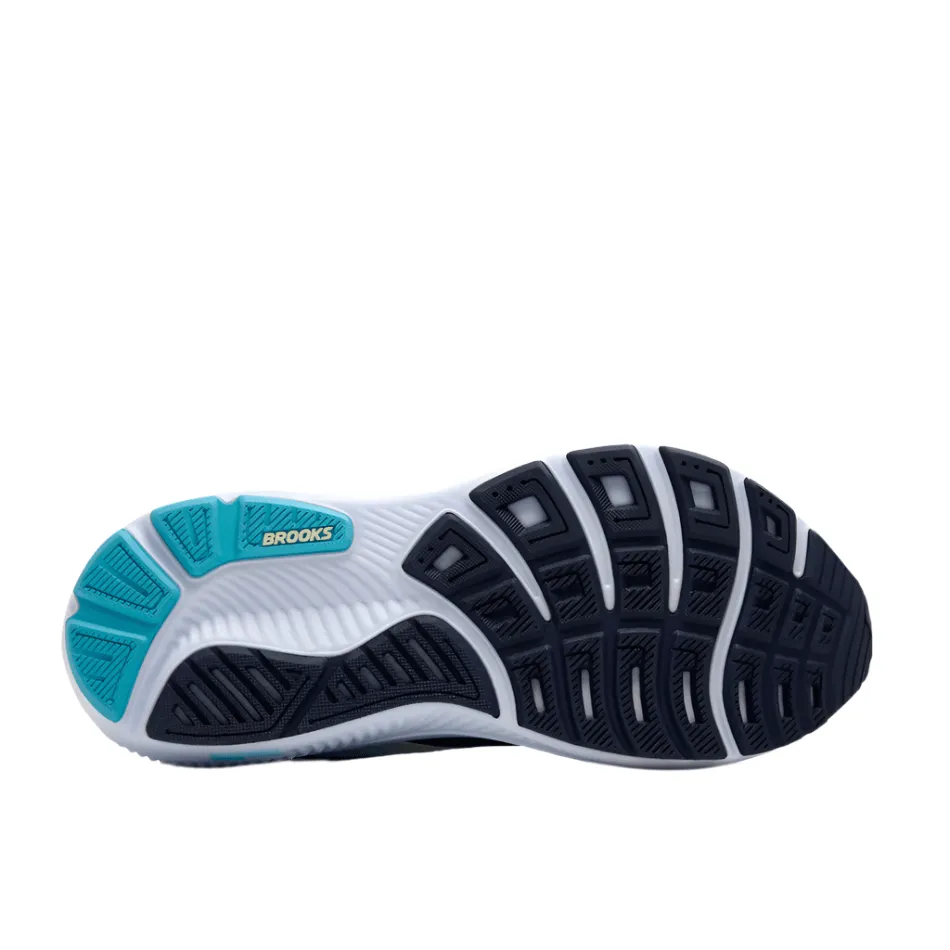 Smooth Ride Fit Brooks Women's Ghost 17 D Wide Fit Running Shoes in Navy/Green/Turquoise AW25