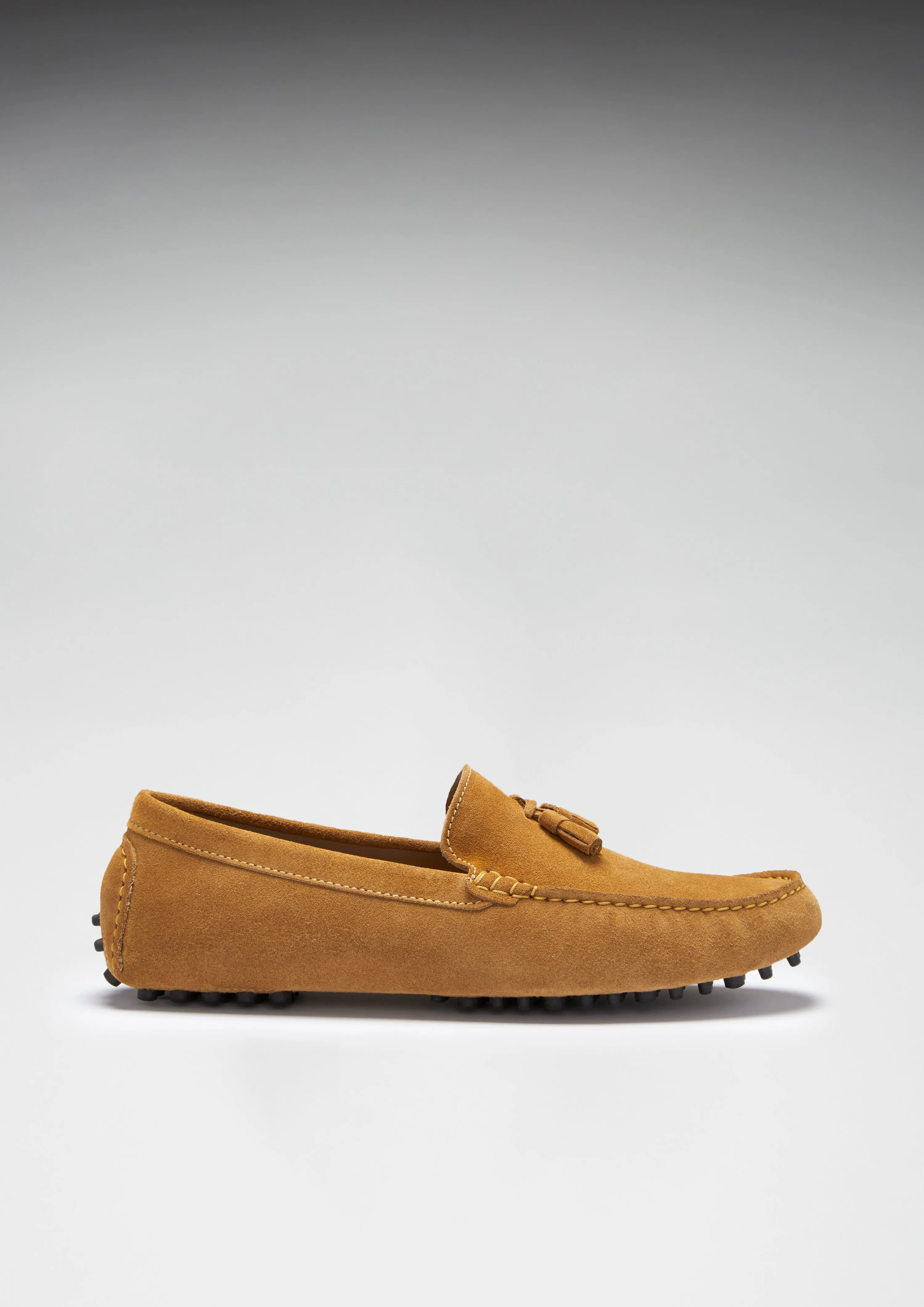 Tasselled Driving Loafers, tobacco suede Quick Wear Easy Care