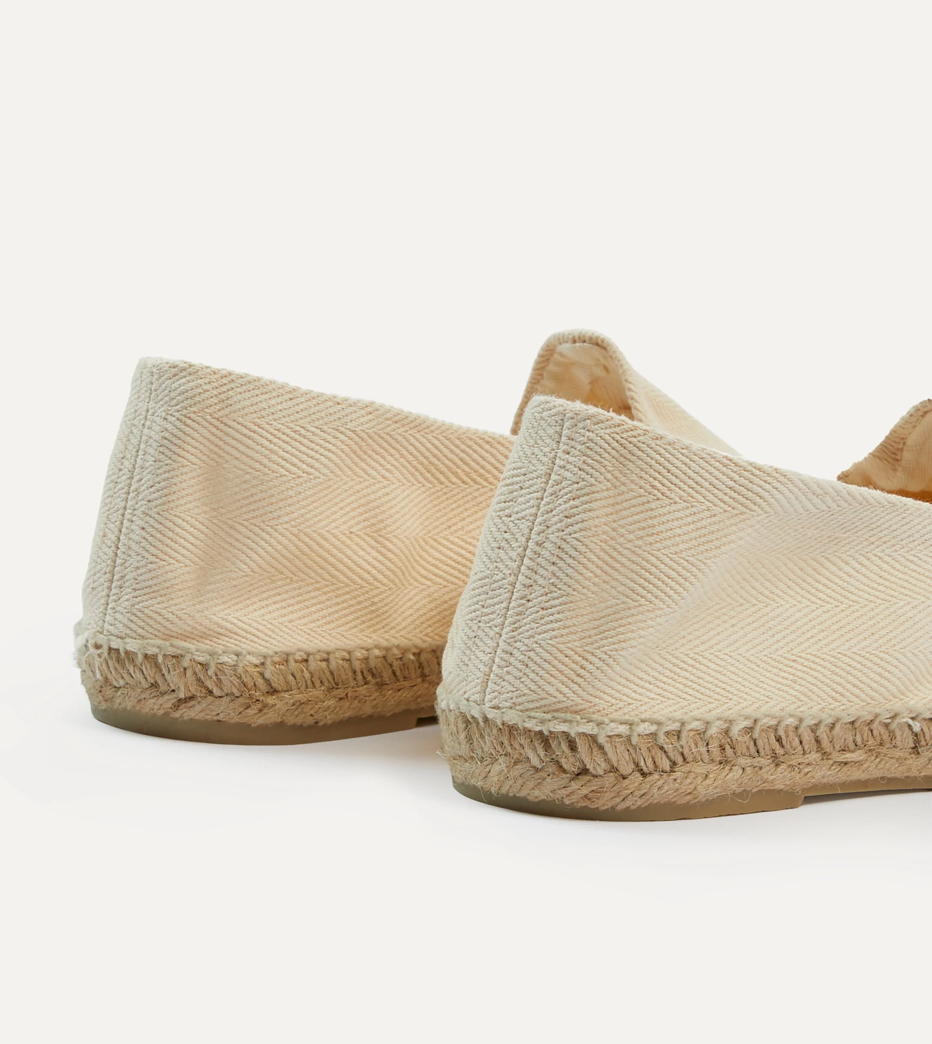 Ecru Herringbone Cotton Espadrilles Cushioned heel Date night