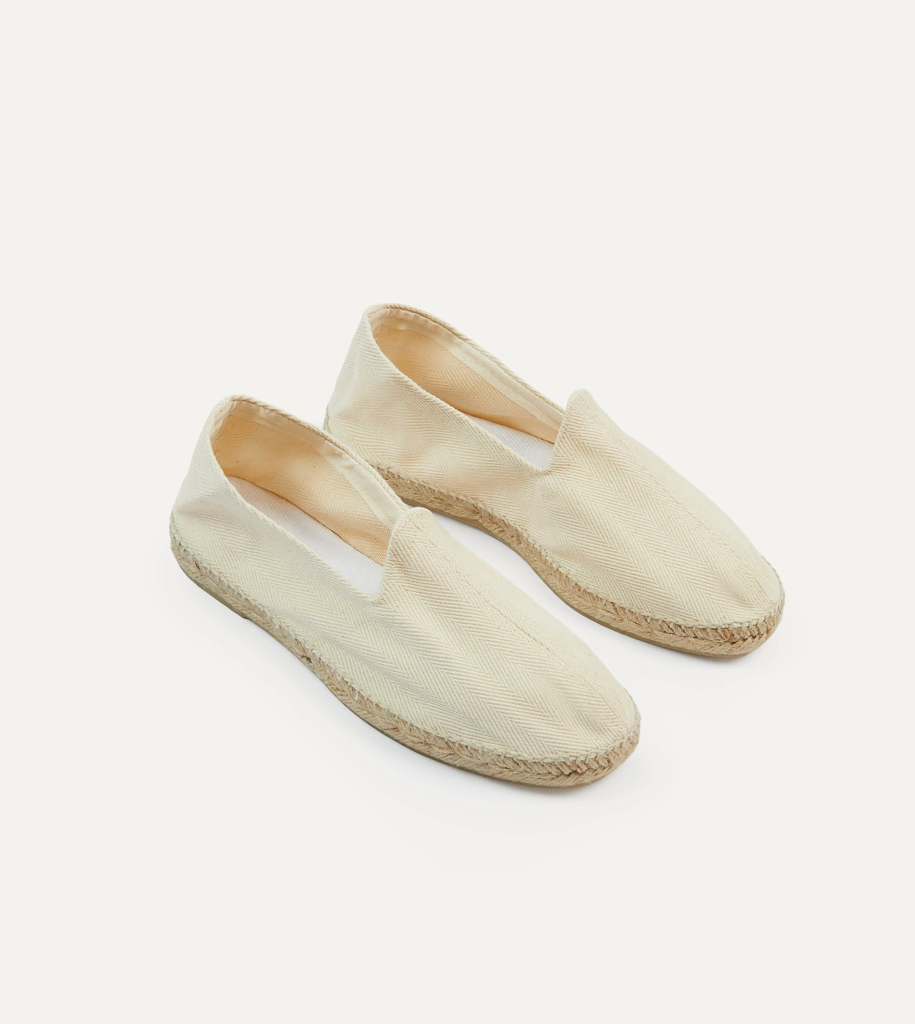 Short Trip Teen Edge Ecru Herringbone Cotton Espadrilles