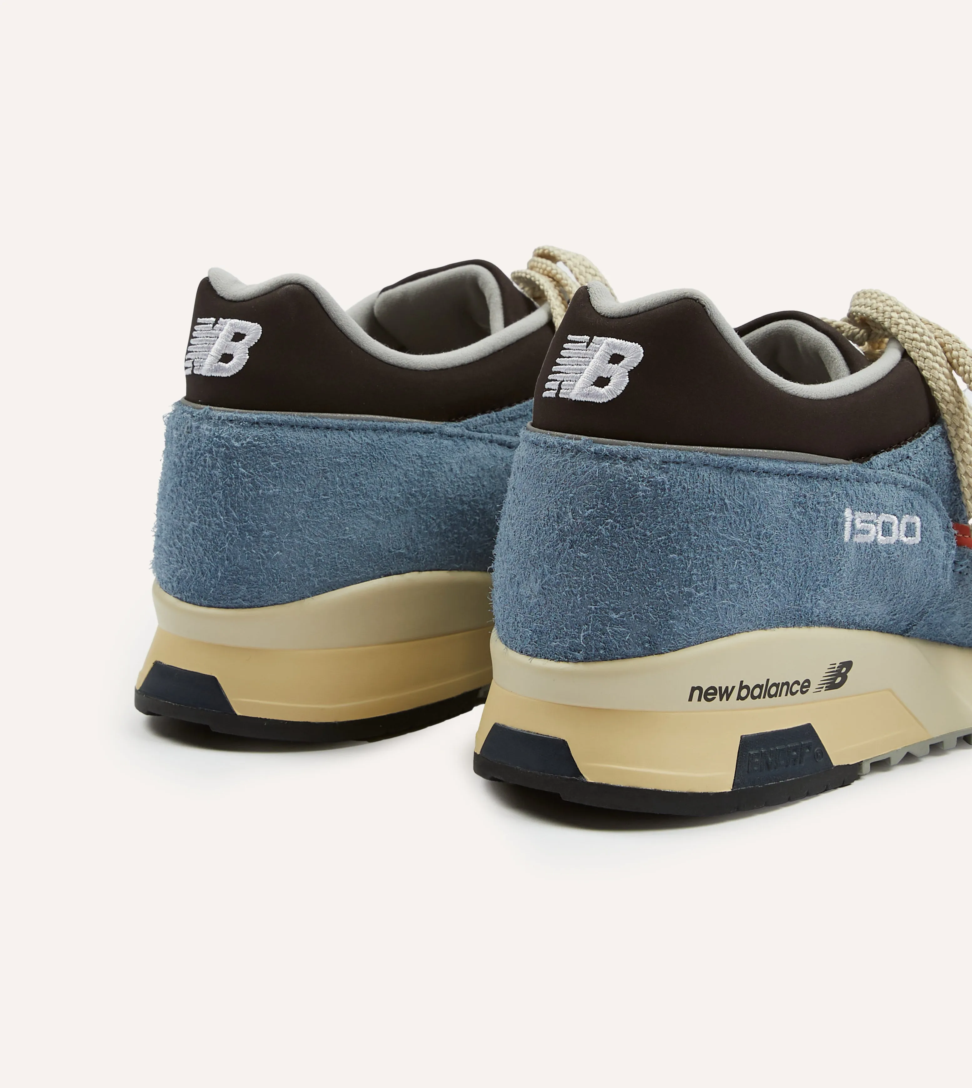 New Balance Coffee Pop Blue Made in UK 1500 Trainers Padded collar Silver Shine