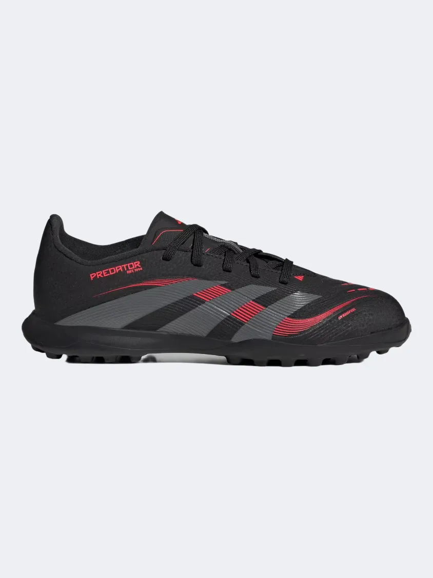 Adidas Predator League Tf Kids Football Shoes Black/Grey/Red Full Grip Game Fit