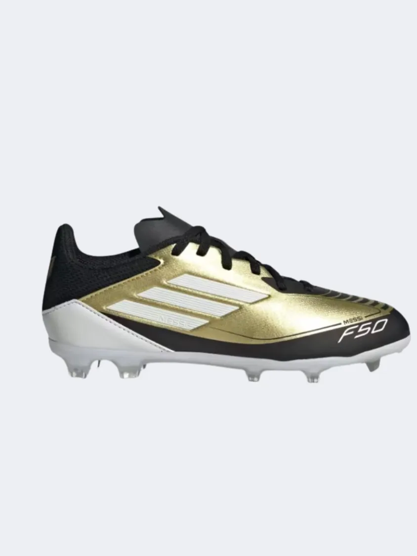 Adidas F50 League Fg Mg Kids Football Shoes Gold/White/Black Stability Boost