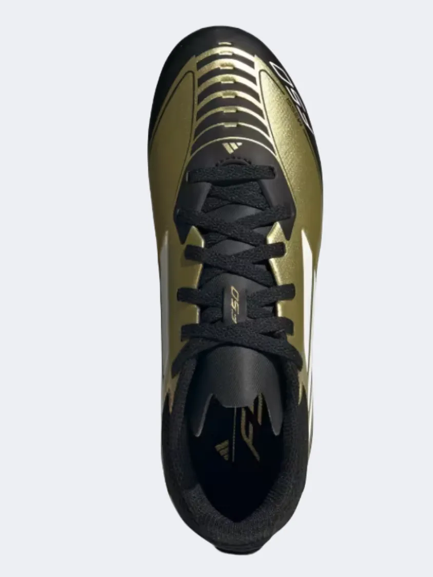 Adidas F50 League Fg Mg Kids Football Shoes Gold/White/Black Seamless Feel