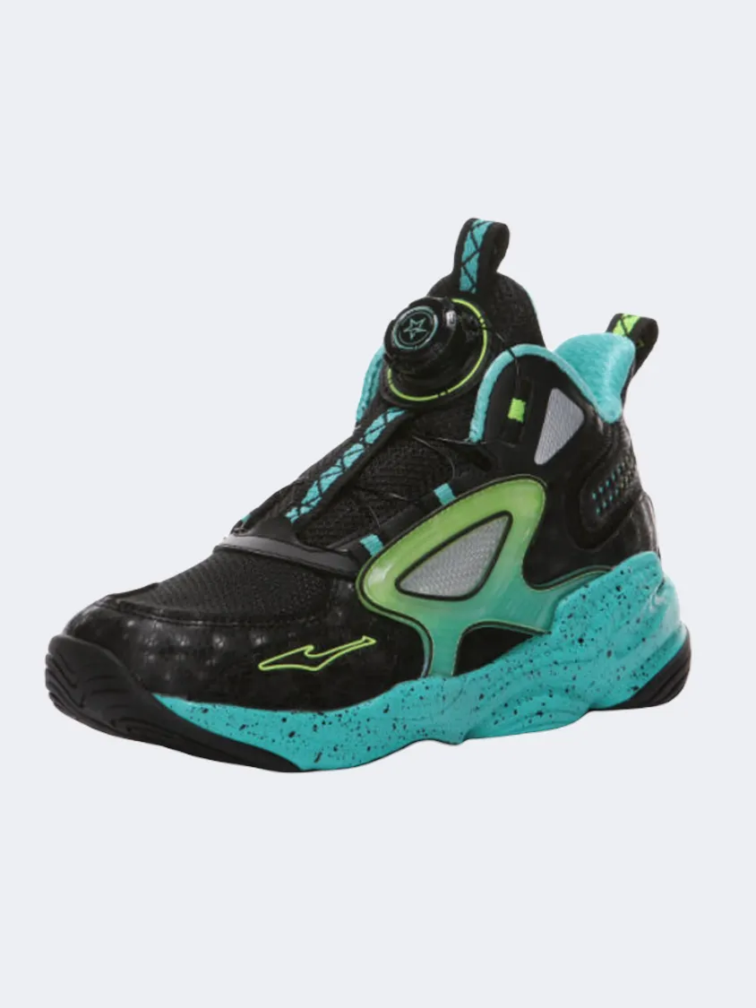 Reinforced Lateral Support Erke Gs Boys Basketball Shoes Black/Green