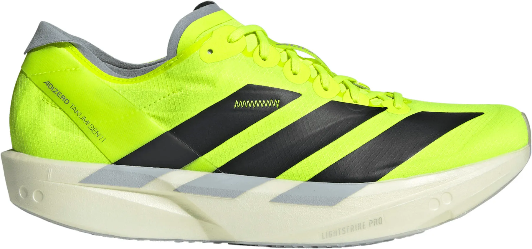 adidas Adizero Takumi Sen 11 Mens Running Shoes - Yellow Stretch Fabric Travel Light