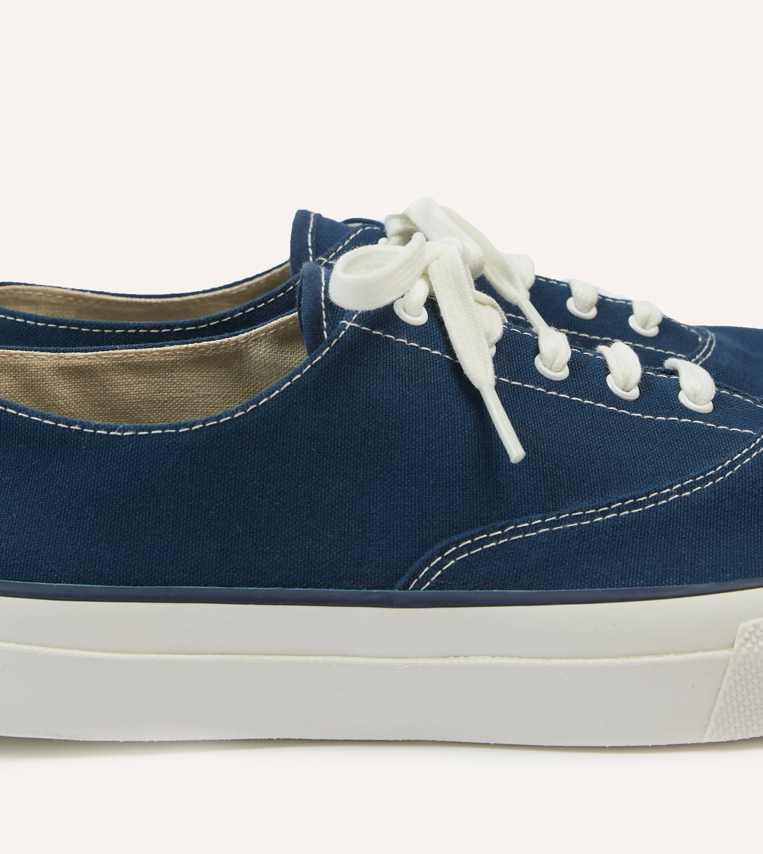 slow walk Wakouwa by Anatomica Navy Cotton Canvas Oxford Trainers