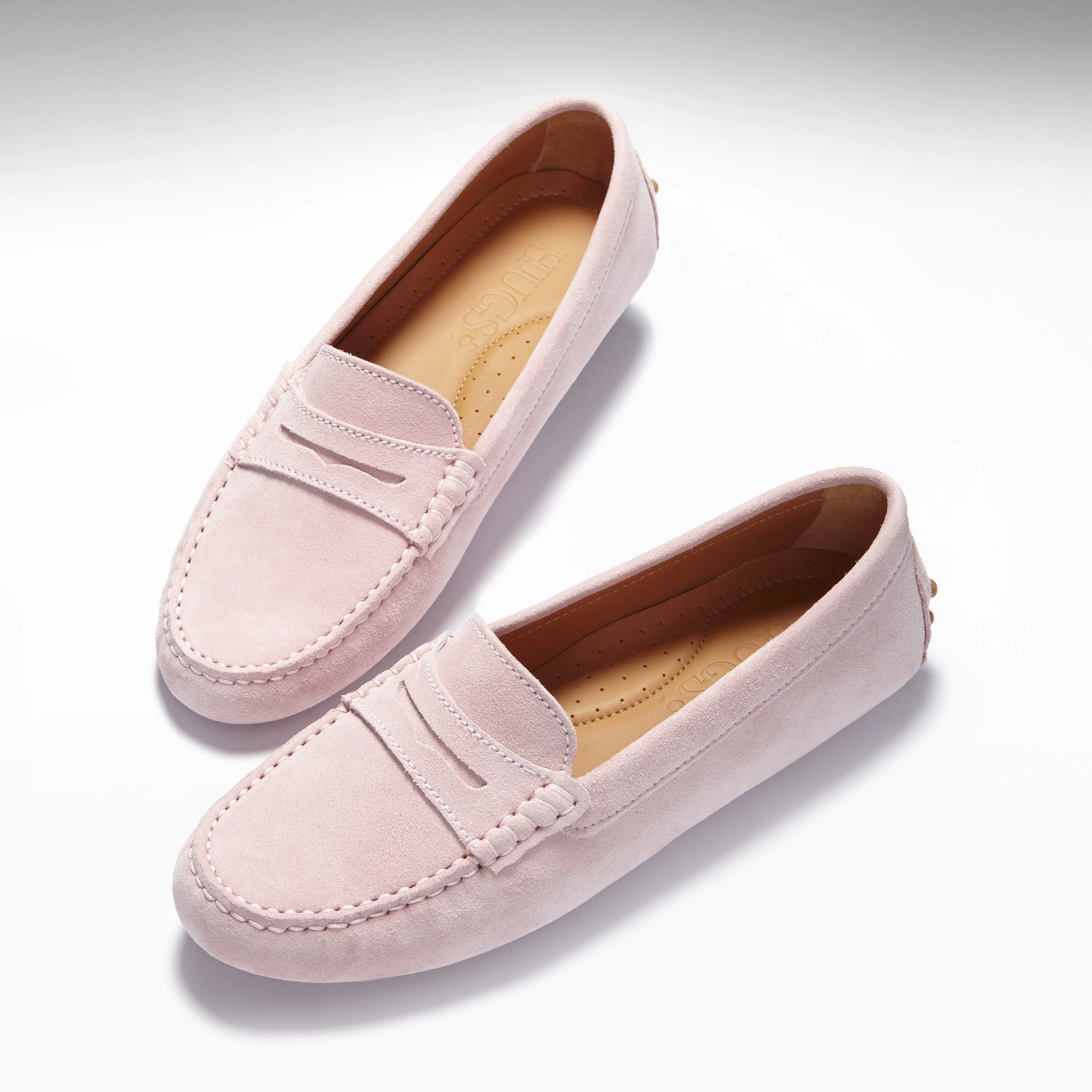 Women's Penny Driving Loafers, ice pink suede Sporty Look