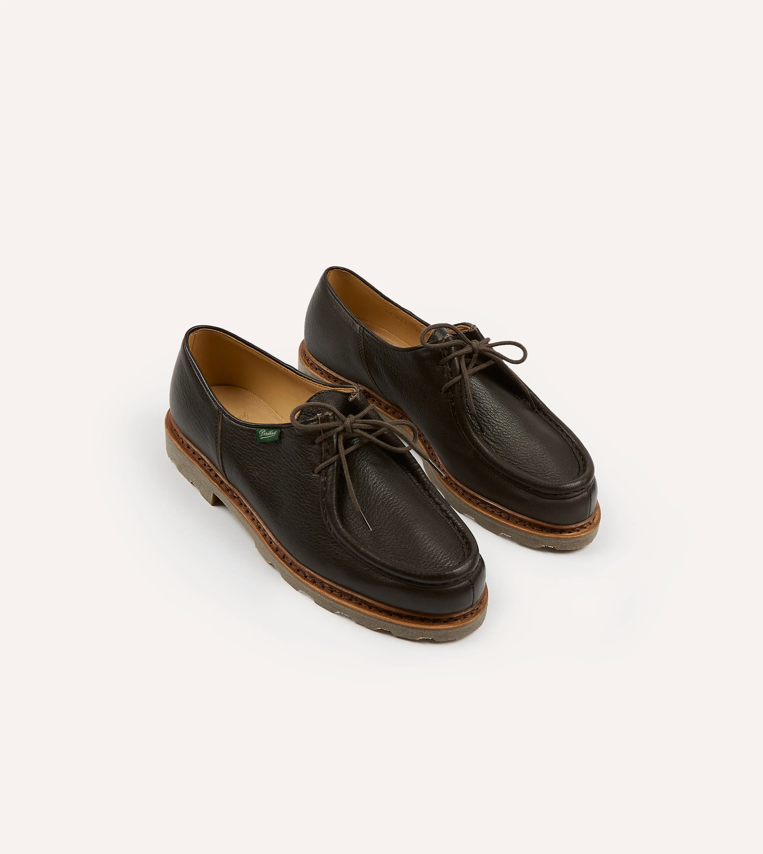 Paraboot Michael Marron Deer Leather Derby Shoe Week Easy Silver Shine