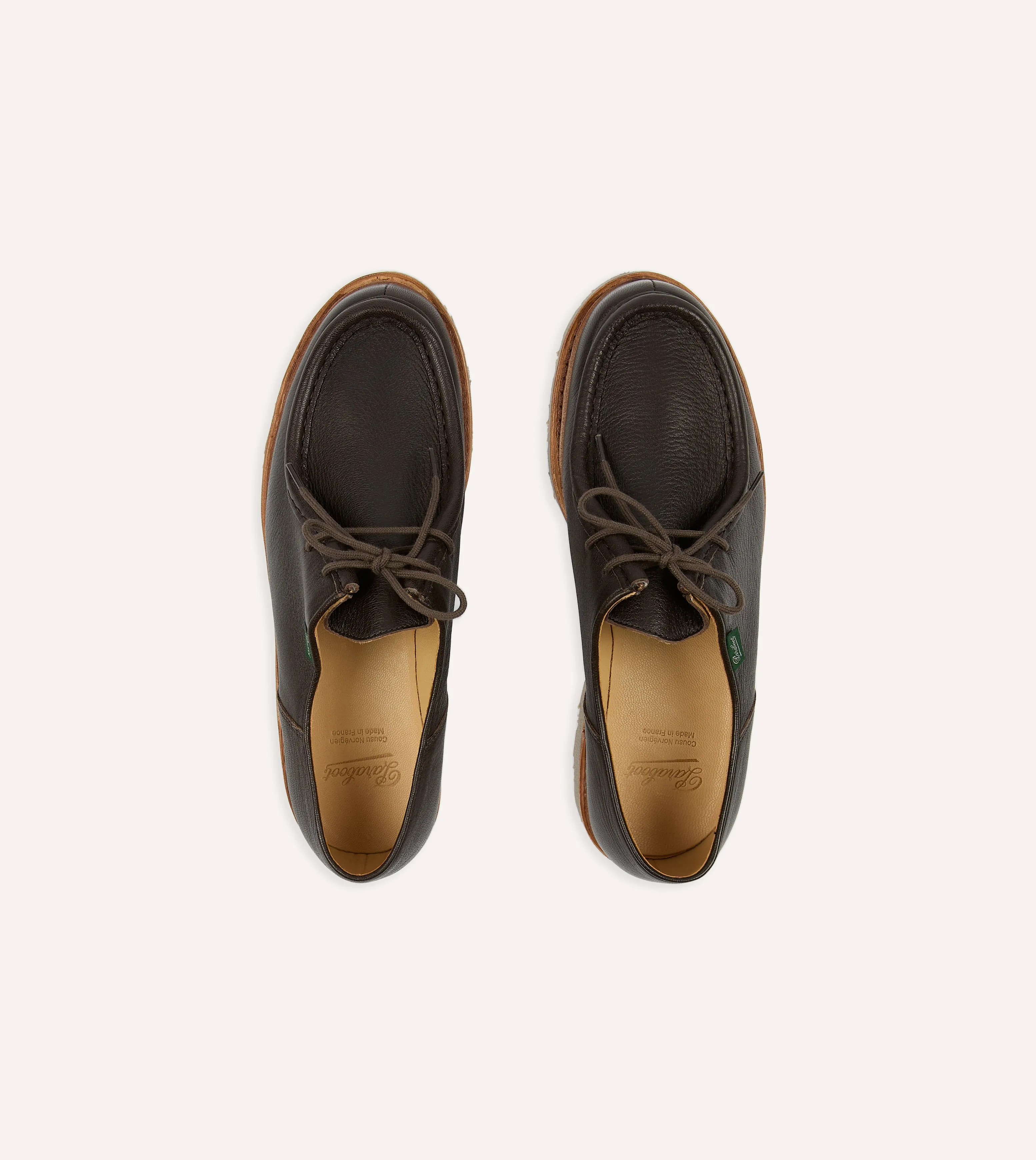 Paraboot Michael Marron Deer Leather Derby Shoe River Cross