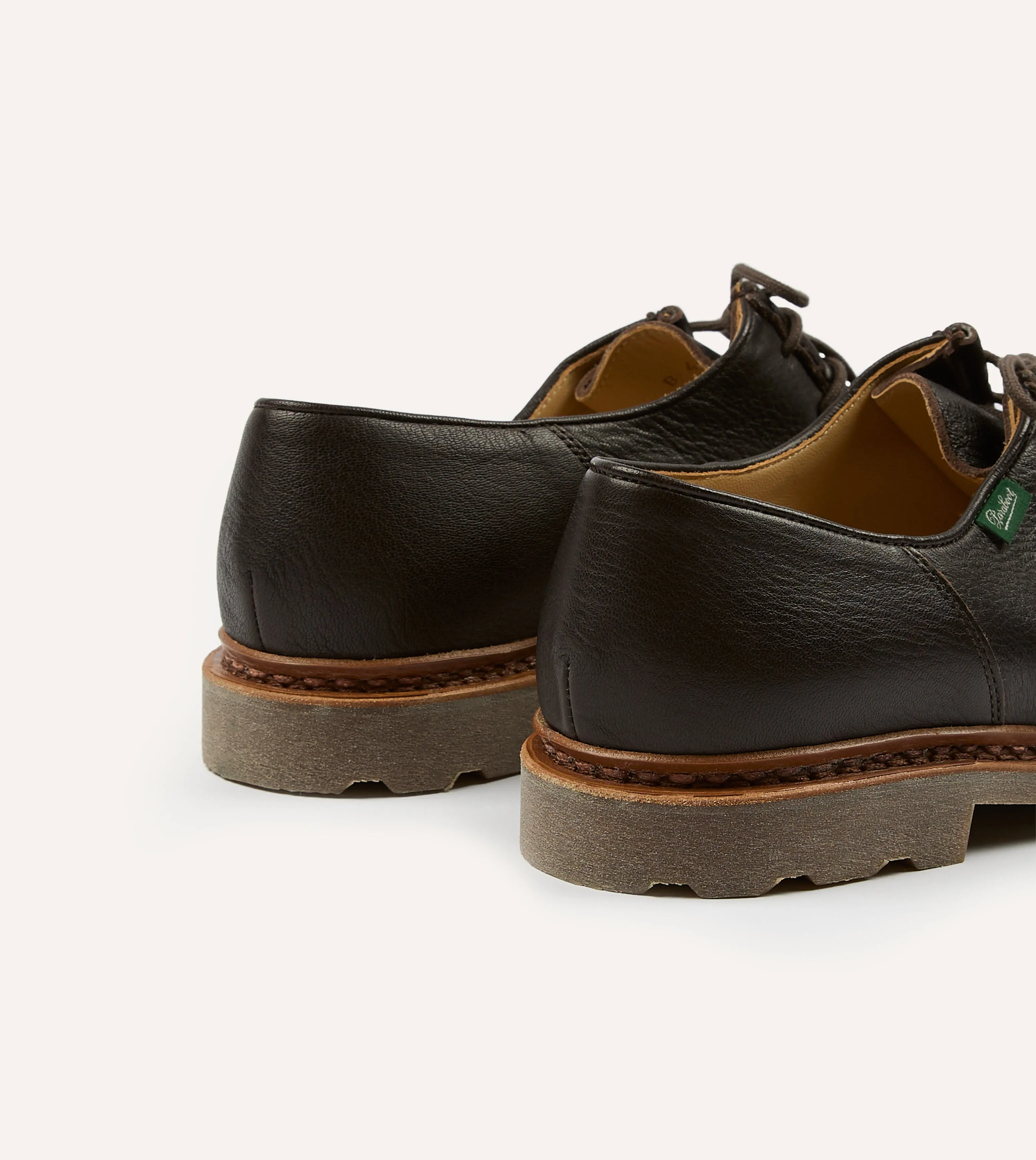 Paraboot Michael Marron Deer Leather Derby Shoe Shiny Tone