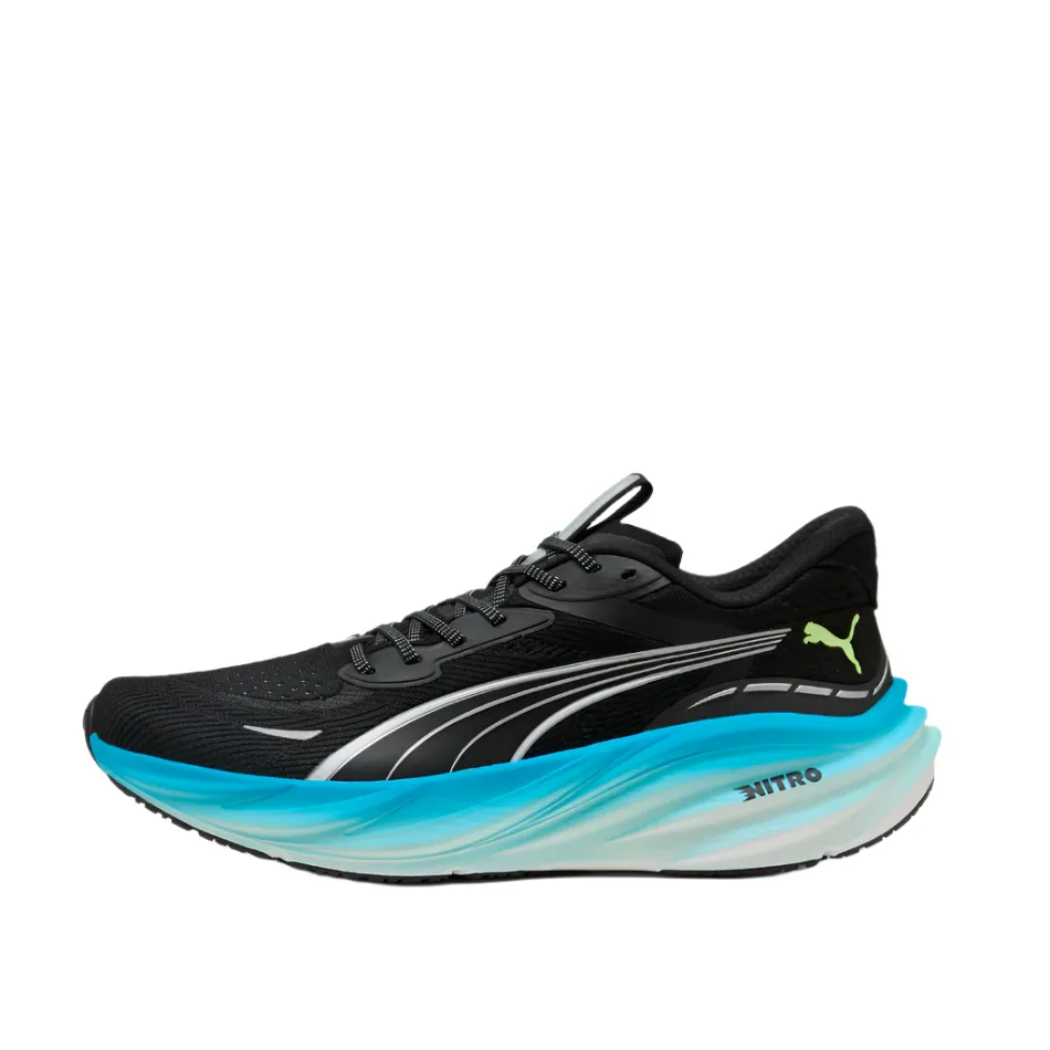 PUMA Men's Magnify NITRO 3 Running Shoes in PUMA Black/Speed Blue AW25 Well Fitted