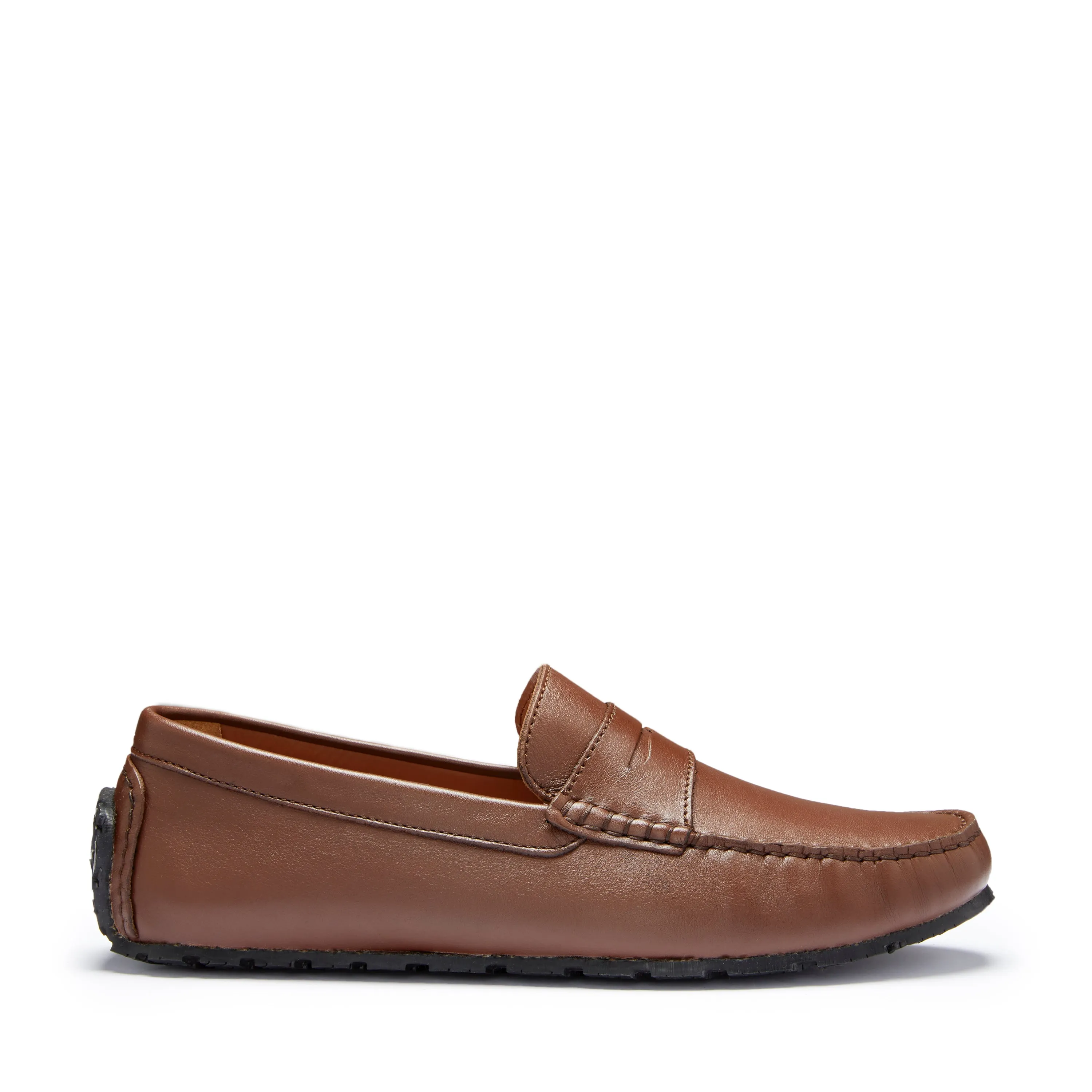 Effortless Wear Travel Ready Tyre Sole Penny Driving Loafers, brown leather