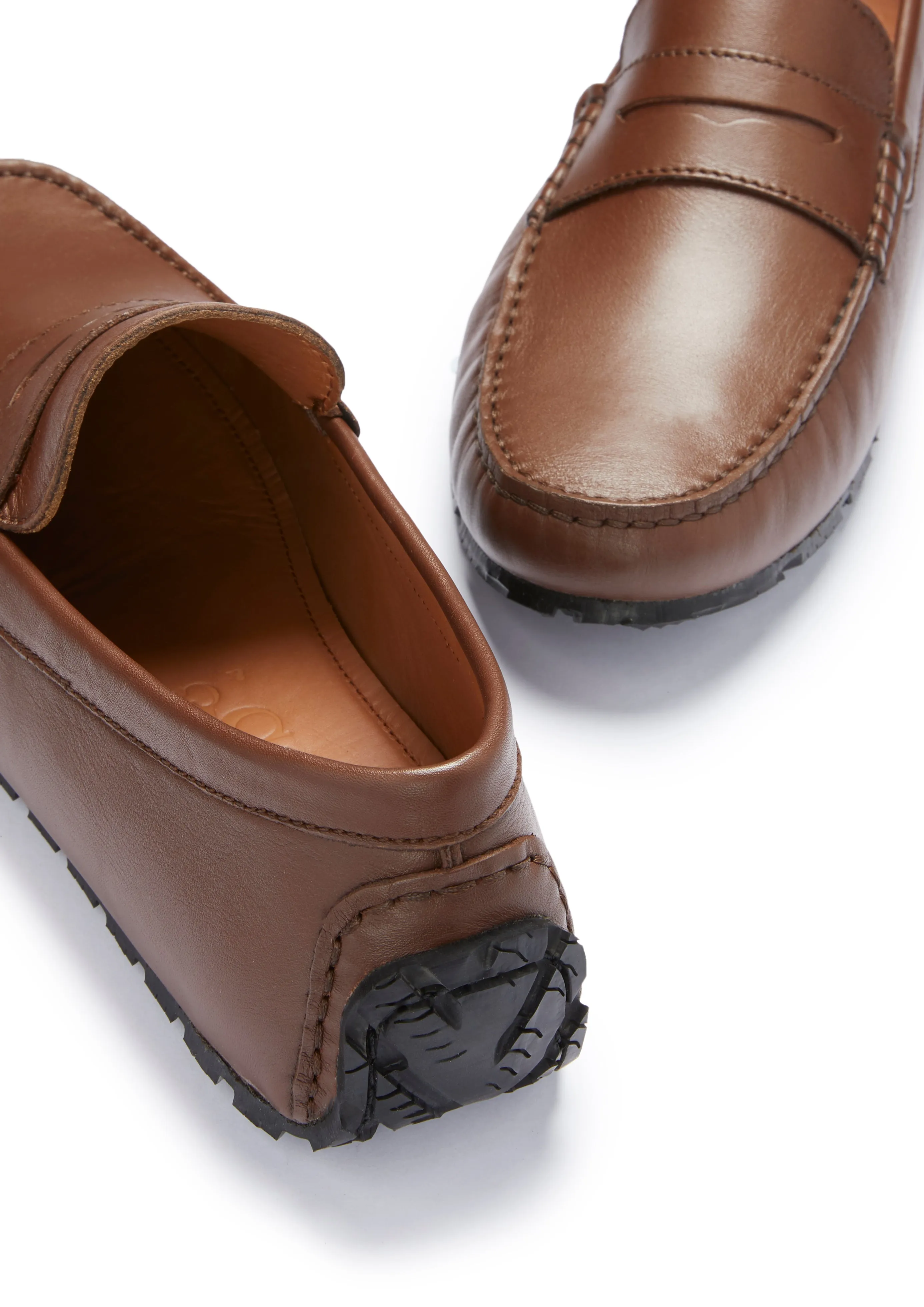 Photo Day Easy To Clean Tyre Sole Penny Driving Loafers, brown leather