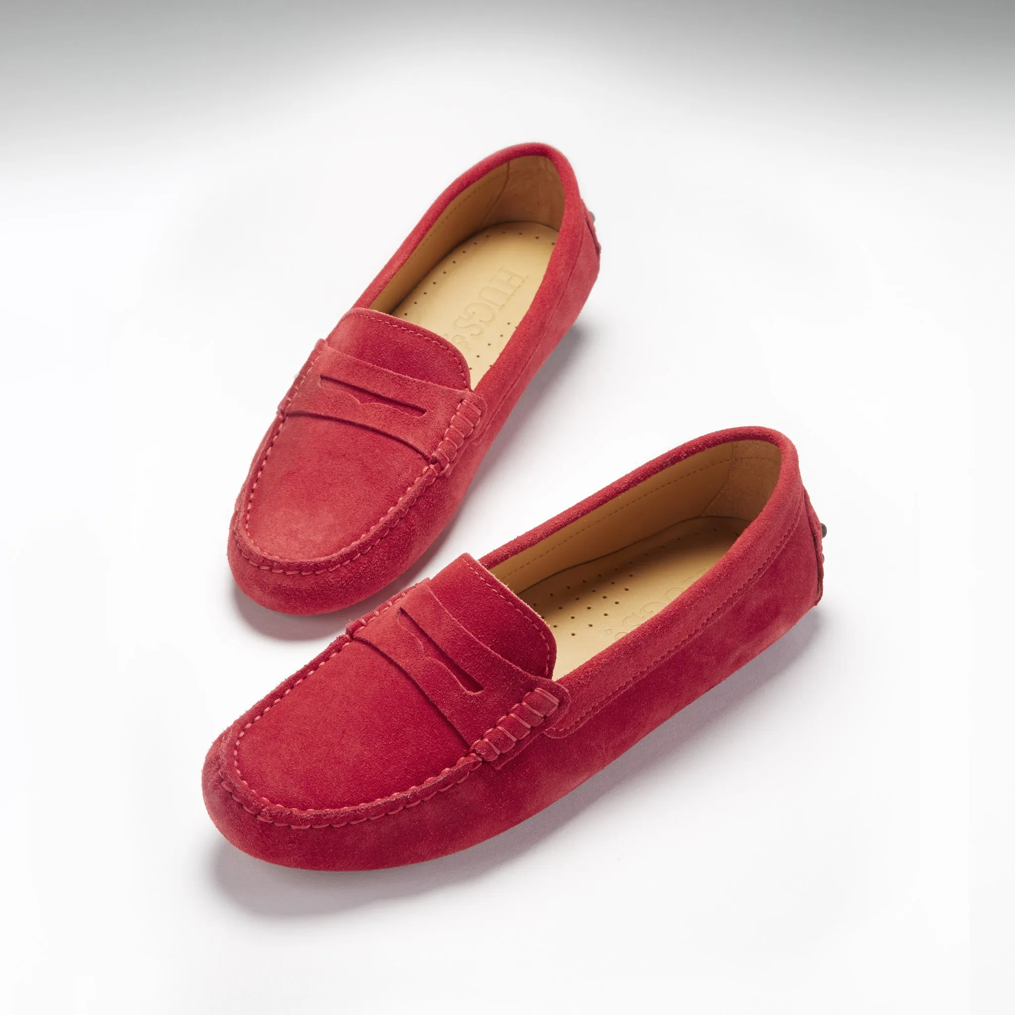 City Balance Comfy Glide Women's Penny Driving Loafers, red suede