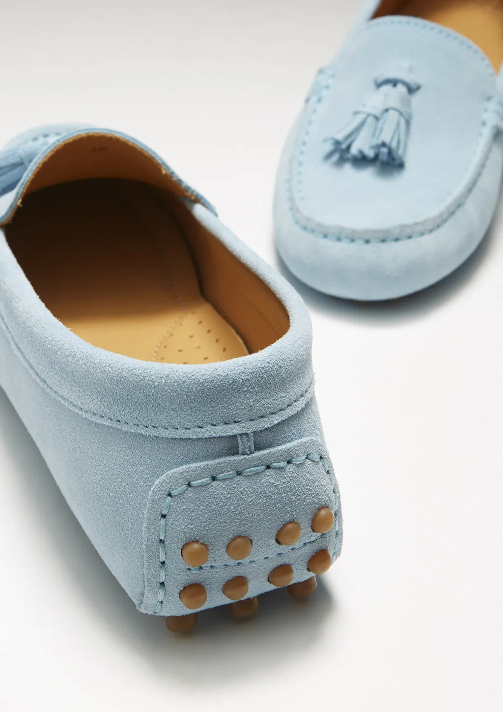 Women's Tasselled Driving Loafers, sky blue suede Urban Lane