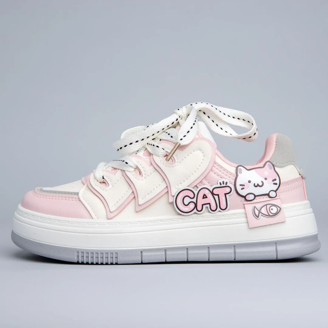 Ultra Hungry Kitty Cat Casual Chunky Shoes - Unisex Zip Up