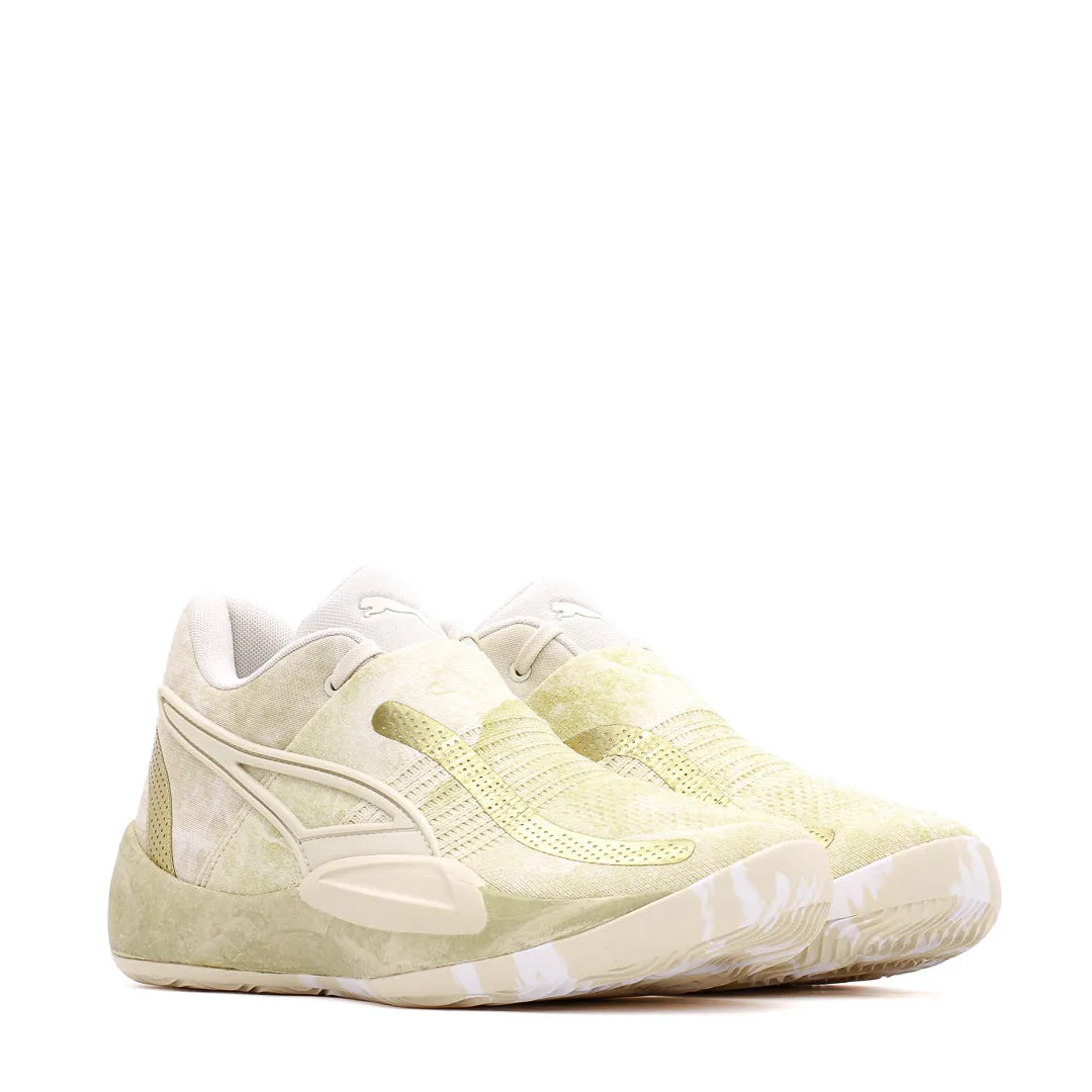 Puma Basketball Men Rise Nitro Nephrite Frosted Ivory Metallic Gold 378279-01 Professional Traction Grit Mode