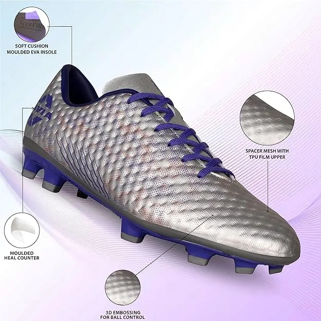Comfortable Footbed NIVIA Oslar 3.0 Football Shoes for Men (White/Purple)
