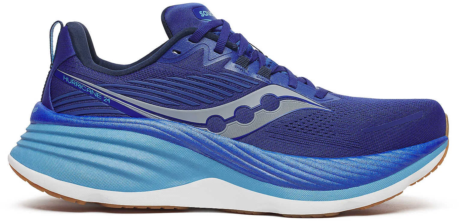 Saucony Hurricane 24 Mens Running Shoes - Blue Mono Style Soft Lining
