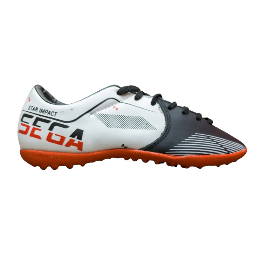 Grip Surface Stability control Sega Classic Leather Indoor Football Shoes (White/Black)