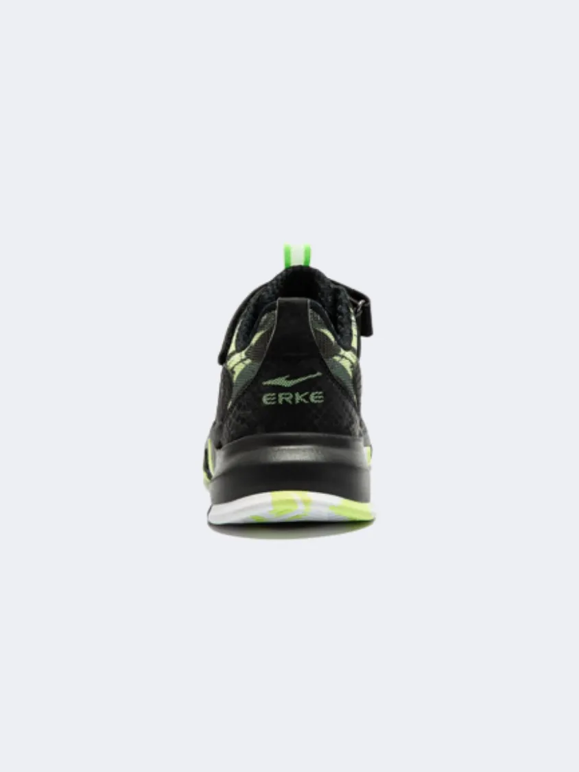 Erke Gs-Boys Basketball Shoes Black/Green Indoor Sports Use Cross Strap System