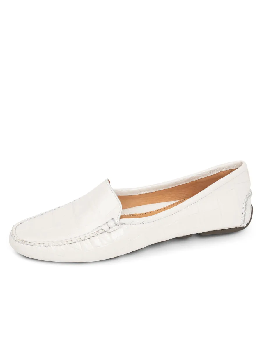 Elastic Sling Slim Form Jillian Driving Moccasin in Crocodile