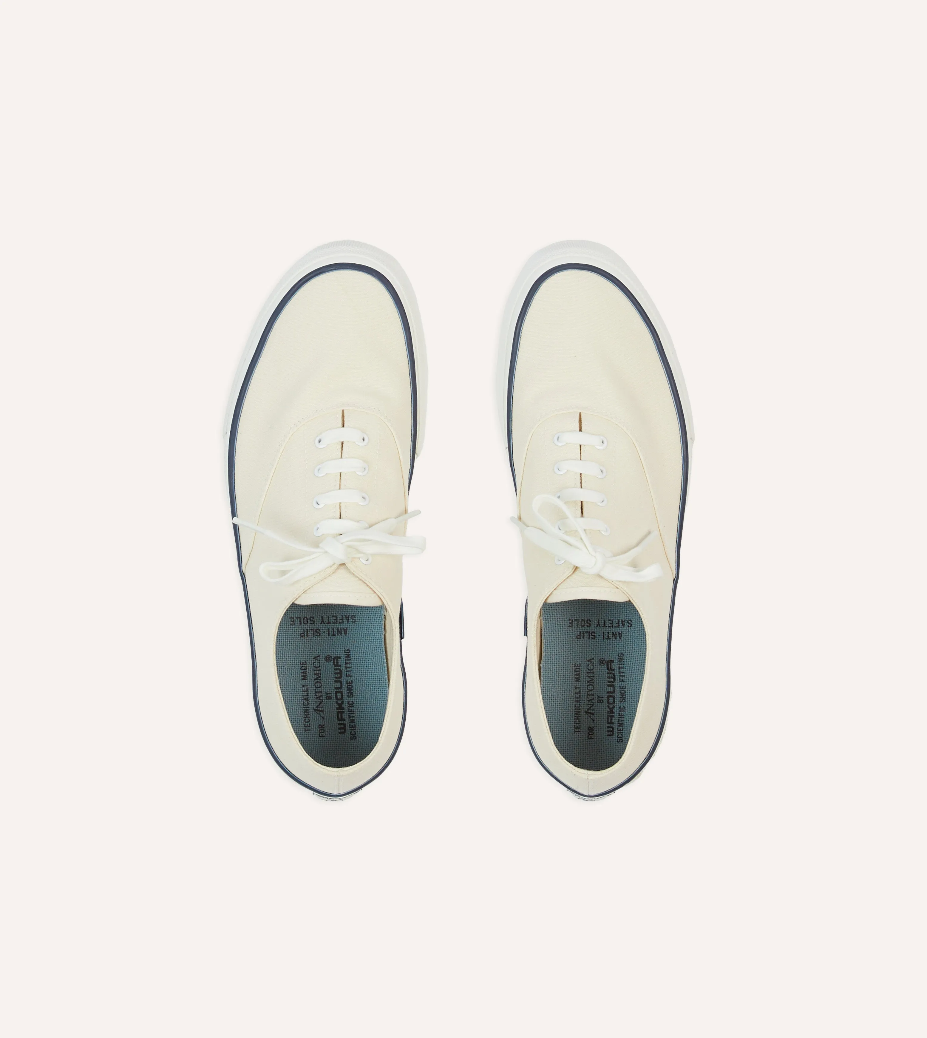 Wakouwa by Anatomica Ecru Cotton Canvas Oxford Trainers Leg Slim Old School