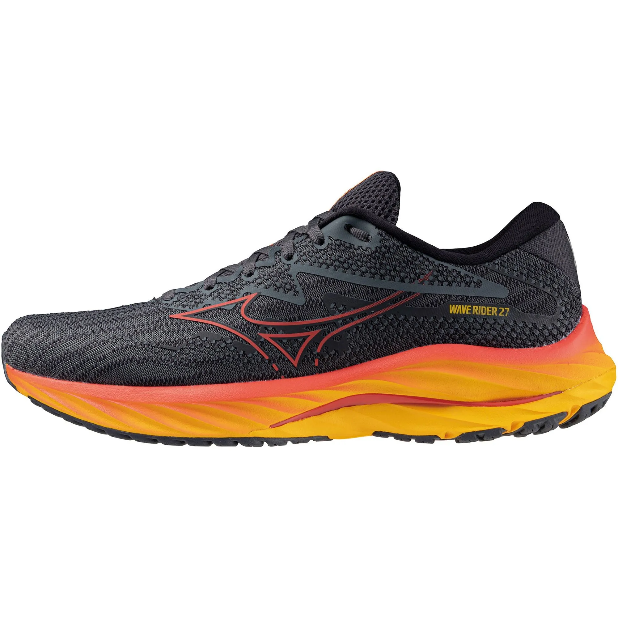 Elastic Sling Dual Tone Mizuno Wave Rider 27 Mens Running Shoes - Grey