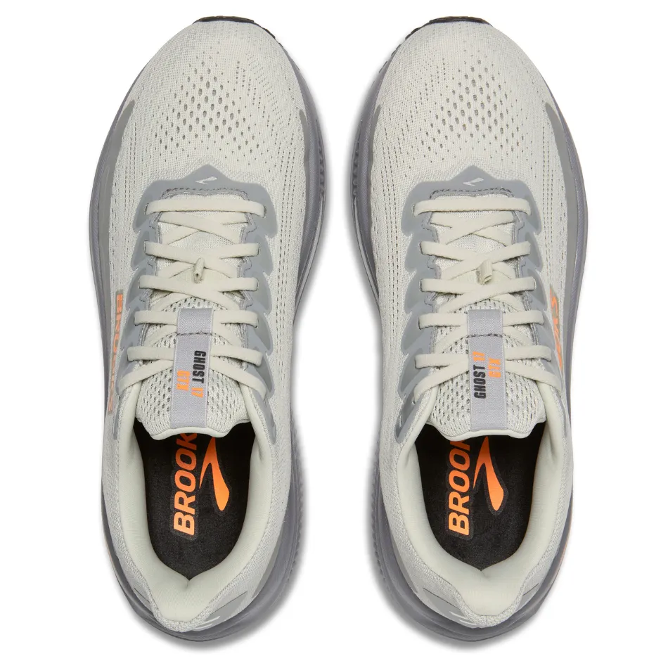 Brooks Men's Ghost 17 GTX Running Shoes in Smoke/Primer Grey/Orange AW25 running in patterned designs adjustable closure shoes