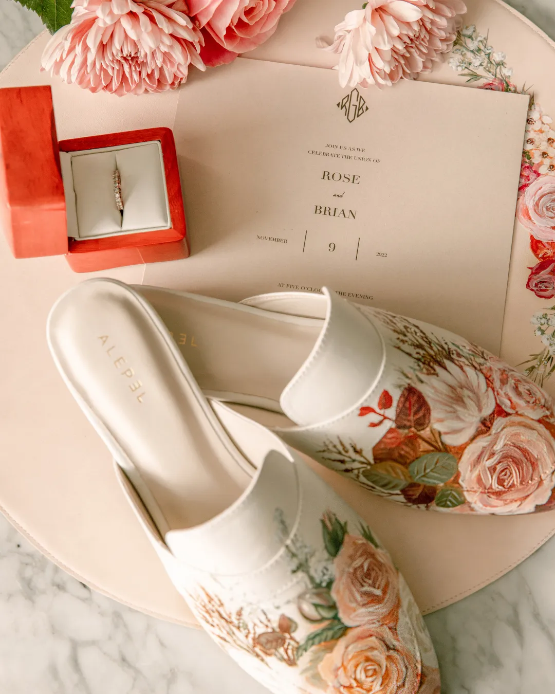 No Fuss Bridal Bouquet Beige Mule
