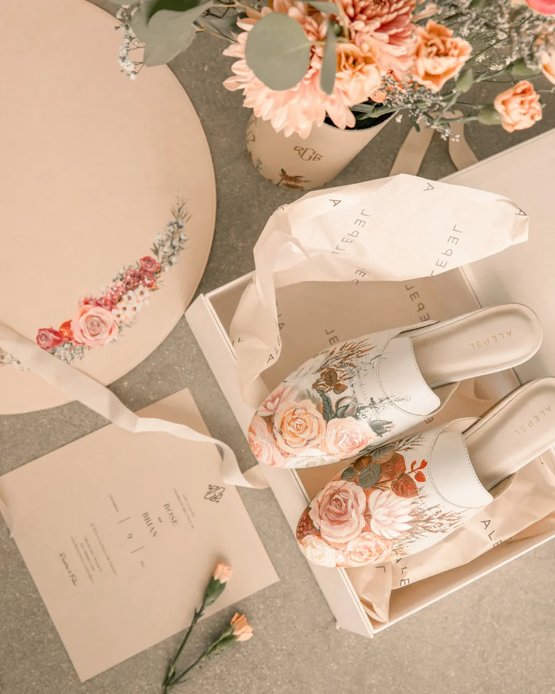 Bridal Bouquet Beige Mule Strong Outsole Comfy Walk