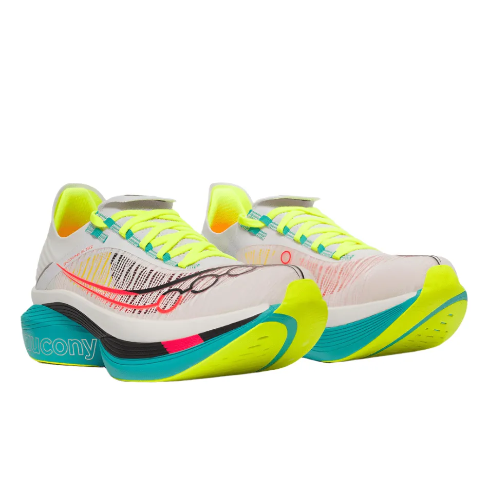 hill - running shoes cruelty - free Saucony Unisex Endorphin Elite 2 Running Shoes in White/Mutant AW25
